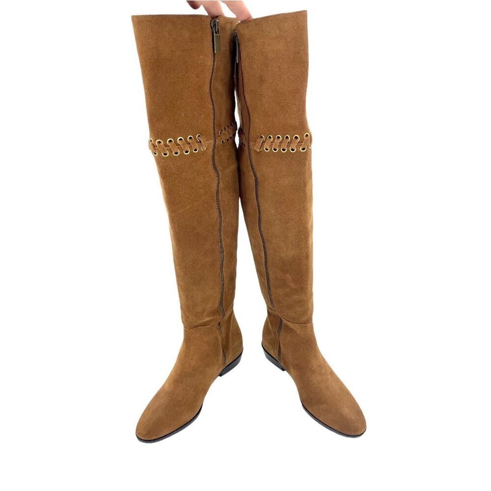 Michael Kors Boots Malin Grommet Suede Over-The-Knee Caramel SZ 6 New $395 - Picture 5 of 12